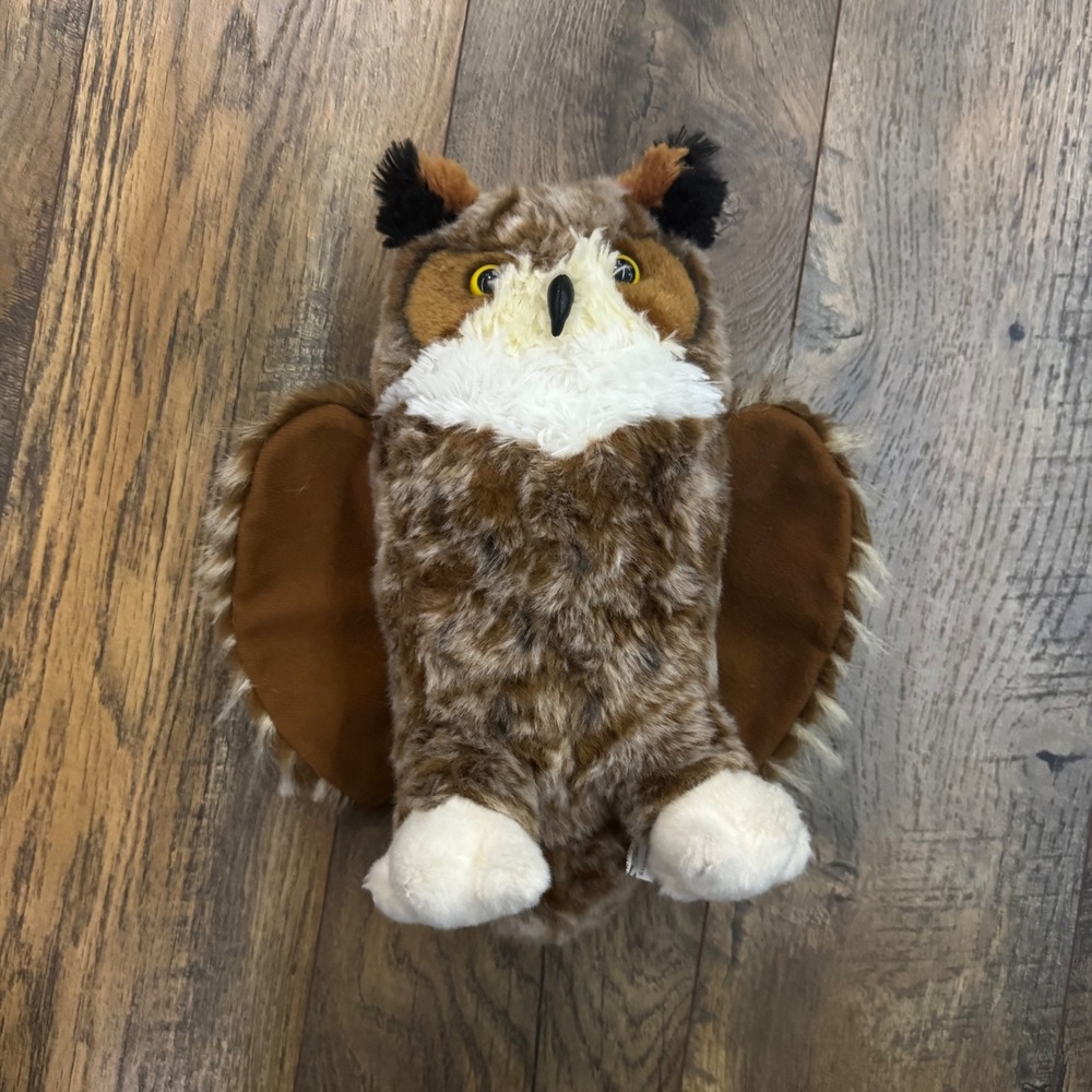 Douglas Cuddle Toy‎ Great Horned Owl Plush Brown White Stuffed Animal 10.5 inch